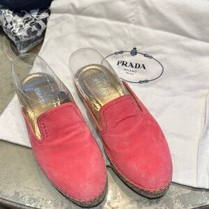 Prada Coral Suede Slip-On Espadrilles